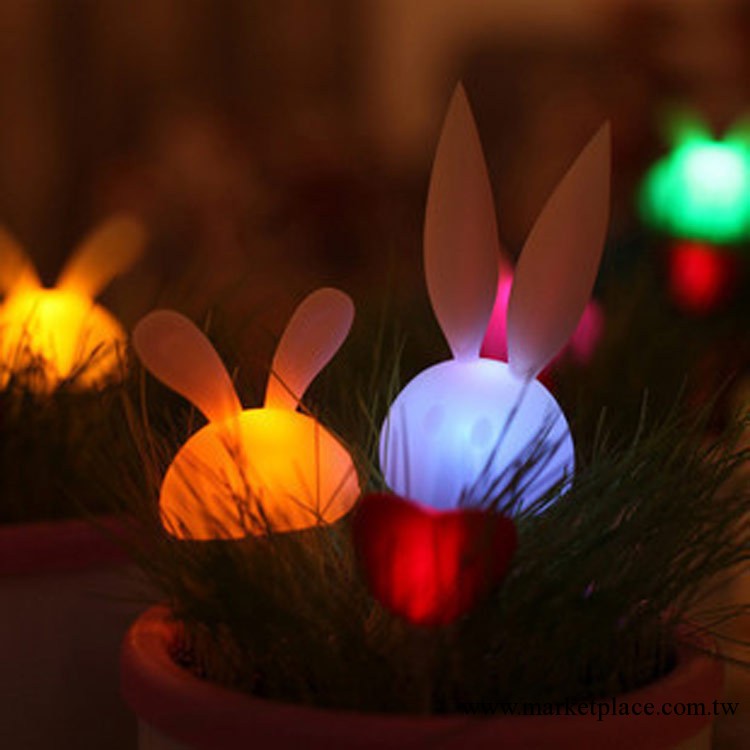 月光兔小夜燈 真草種植燈具桌面盆栽  短耳朵款工廠,批發,進口,代購