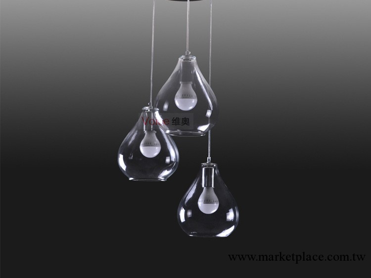 歐式簡約仿古燈具 餐廳吧臺 透明玻璃馬賽克 玻璃三頭吊燈工廠,批發,進口,代購