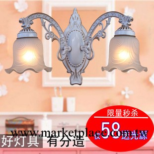 歐式雙頭壁燈鏡前燈 白色田園臥室燈床頭燈具簡約現代過道燈2工廠,批發,進口,代購