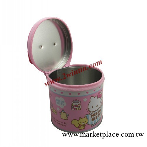 創意手挽拉鏈Hello kitty 鐵盒包裝，圓形鐵盒工廠,批發,進口,代購