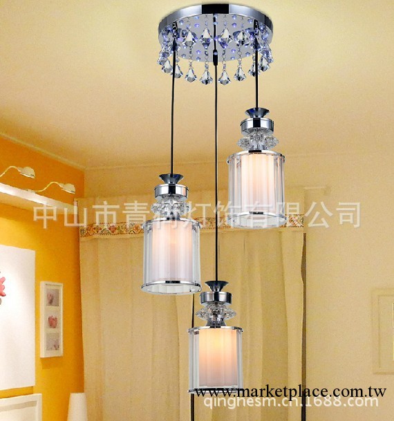 青荷 led餐吊燈 現代餐廳燈客廳燈具 創意三頭吧臺燈飾水晶燈工廠,批發,進口,代購