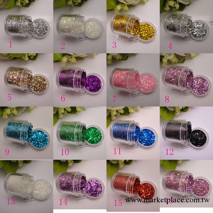 美甲用品批發 12色 細 閃粉 光療璀璨粉 鐳射粉 亮粉 10G/瓶工廠,批發,進口,代購