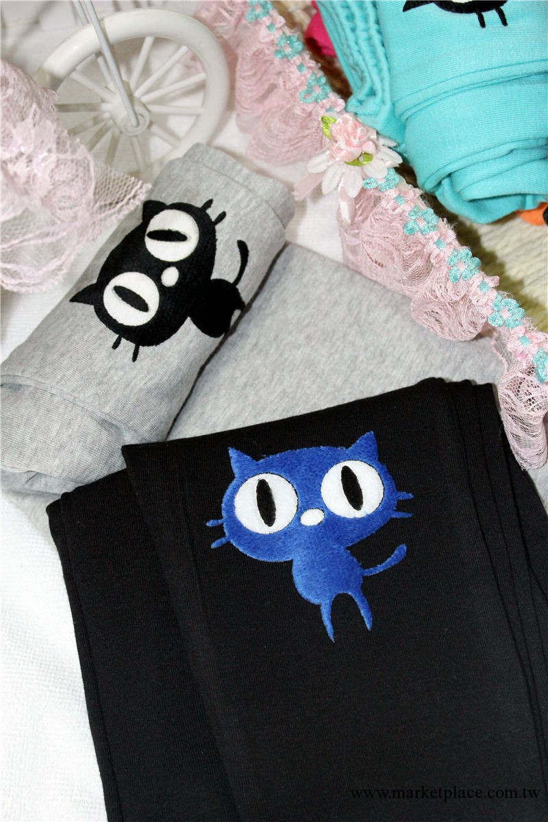 義烏打底褲韓國原單小貓刺繡糖果色秋季打底褲九分褲批發廠傢直銷工廠,批發,進口,代購