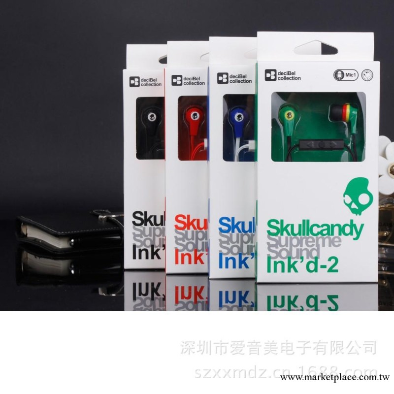 廠傢批發新款骷髏頭skulcandy D-2 入耳式手機帶麥克風蘋果耳機工廠,批發,進口,代購