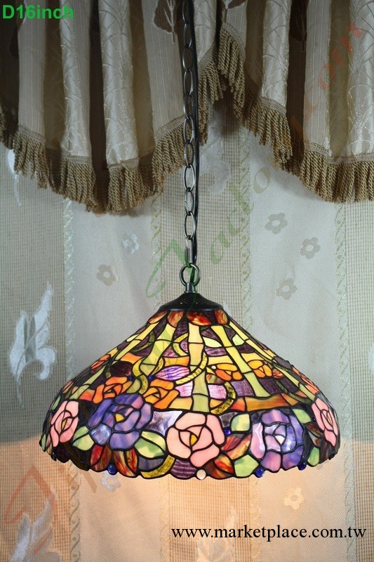 歐式16寸蒂凡尼時尚吊燈 田園燈具 彩玻藝術吊燈 餐廳書房吊燈工廠,批發,進口,代購