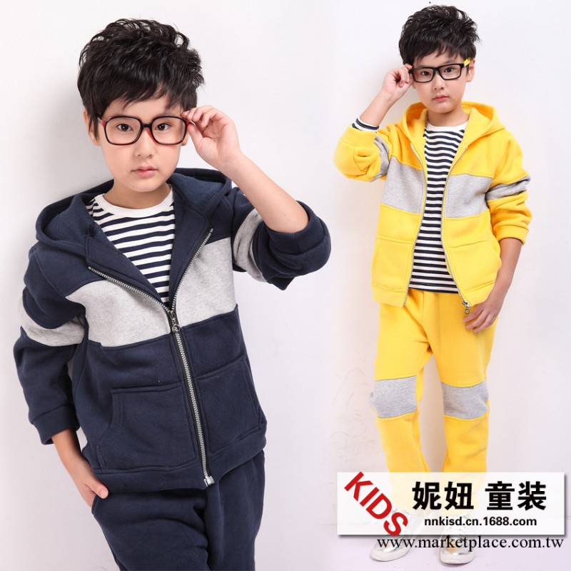 2013秋季新品 織裡童裝批發 韓版拼色男童大衛衣童套裝 兒童套裝工廠,批發,進口,代購