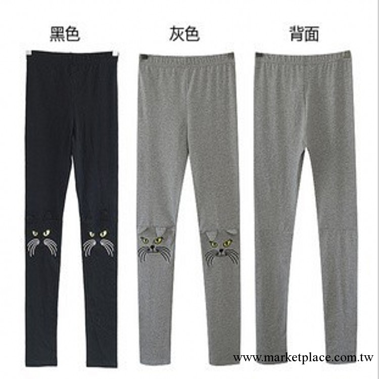 2013韓版秋季新款外貿原單時尚打底褲小貓刺繡九分褲批發c343工廠,批發,進口,代購