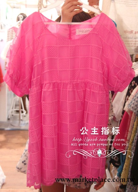 韓國新款原單張靜芝甜美刺繡歐根紗蓬蓬寬松連衣裙工廠,批發,進口,代購