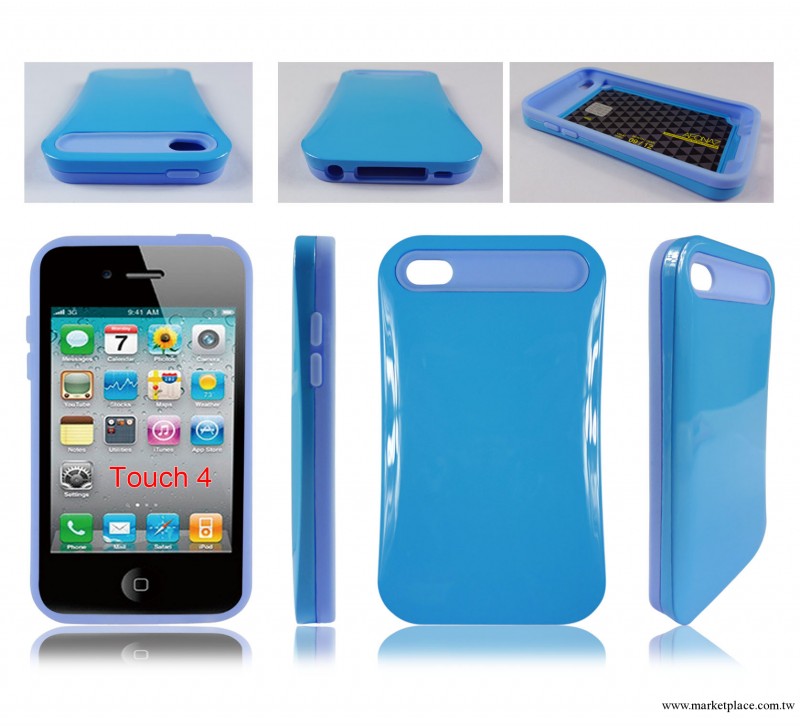 批量供應蘋果Ipod touch 4Iglow二合一夜光矽膠加PC手機保護殼工廠,批發,進口,代購
