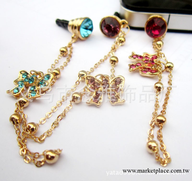 韓國新款 蝴蝶結 iphone 4 4GS 防塵塞 耳機孔塞多功能手機塞工廠,批發,進口,代購