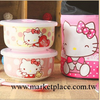 hello kitty 凱蒂貓陶瓷密封保鮮碗骨瓷碗 手提保溫飯盒飯袋套裝工廠,批發,進口,代購