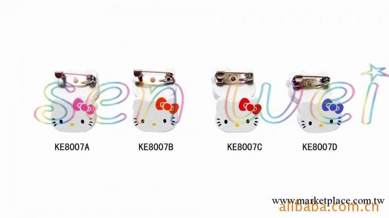 供應KE8007四款hello kitty木胸針工廠,批發,進口,代購