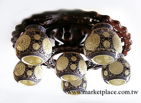 景德鎮陶瓷燈具  中式古典 鏤空六頭吊燈 餐廳燈 客廳燈 酒店燈工廠,批發,進口,代購