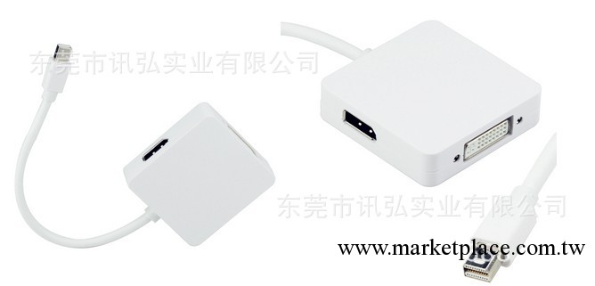 蘋果macbook pro air MiniDP to HDMI DVI DP 3合1 mac 電腦配件工廠,批發,進口,代購