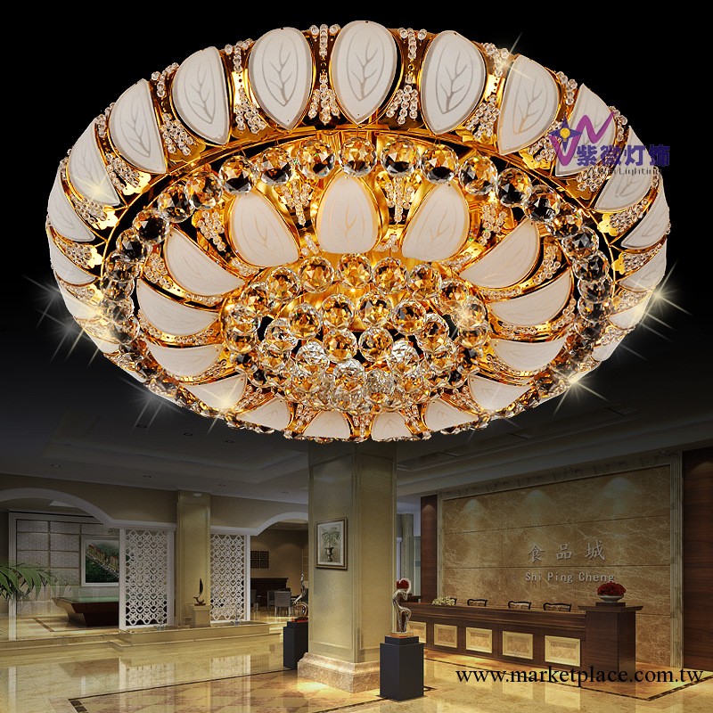 超低價批發/金黃色聚寶盆水晶燈/豪華圓形吸頂燈/客廳臥室燈具工廠,批發,進口,代購