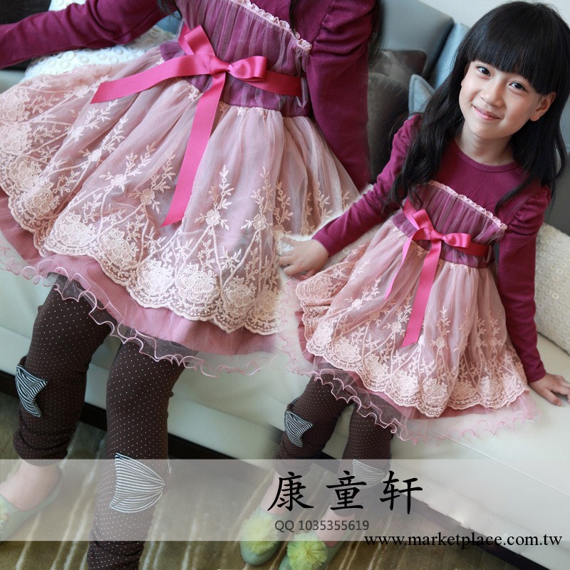 秋季新款2013童裝 女童連衣裙舞蹈裙 韓版長袖紗裙可愛公主裙 A14工廠,批發,進口,代購