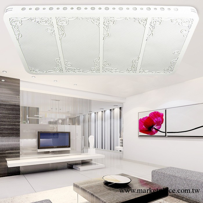 供應客廳木質吸頂燈遙控分段客廳吸頂燈長方形燈飾批發燈具批發工廠,批發,進口,代購