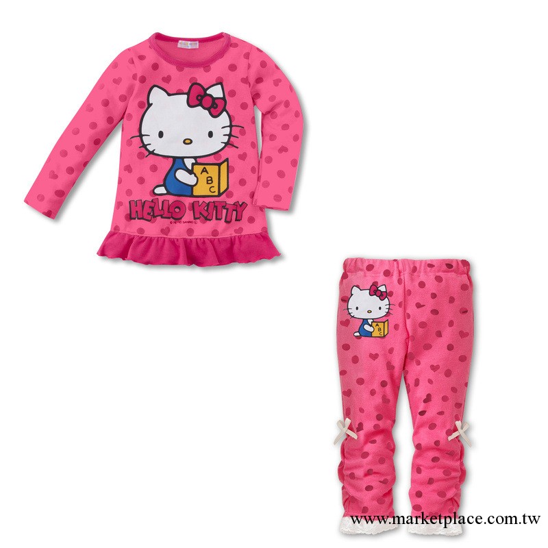 2013新款童裝 hello kitty 圓點長袖女童套裝 TZ078工廠,批發,進口,代購