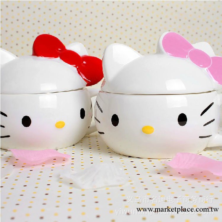 高品質Hello Kitty帶蓋頭像杯 KT咖啡陶瓷杯 Hello Kitty熱銷杯子工廠,批發,進口,代購