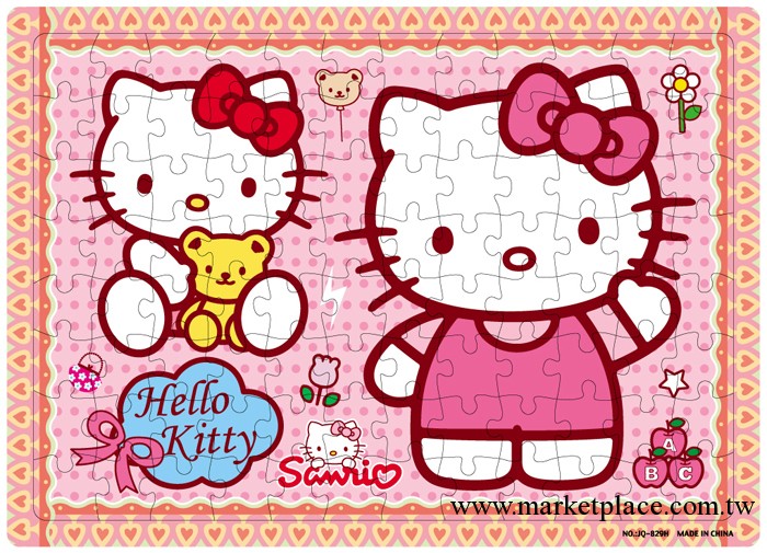 hello kitty拼圖96塊平面拼圖 益智兒童玩具 卡通硬紙板大拼圖工廠,批發,進口,代購