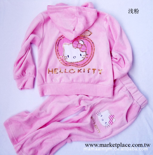 女童天鵝絨套裝 hello kitty 女童套裝 小貓 春秋款童套裝 509#工廠,批發,進口,代購