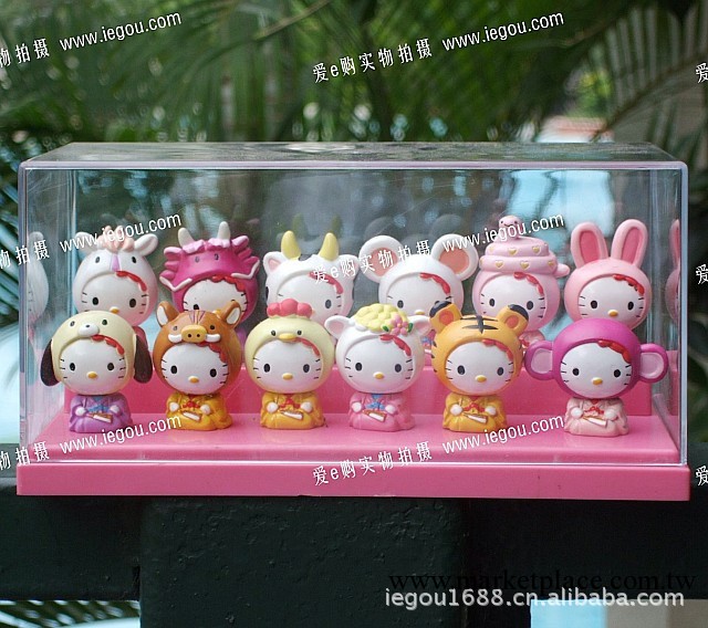 外貿Hello Kitty十二生肖全套公仔玩偶展示盒生日禮品一件代發工廠,批發,進口,代購