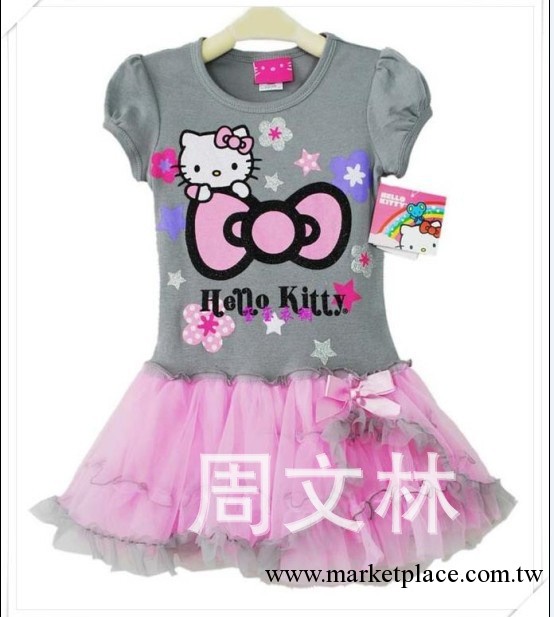 童裝廠傢直銷 hello kitty童裙 新款蕾絲邊蝴蝶結 女童連身裙工廠,批發,進口,代購