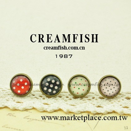 creamfish原創手工飾品批發 復古時光寶石耳環耳釘-時尚百搭波點批發・進口・工廠・代買・代購