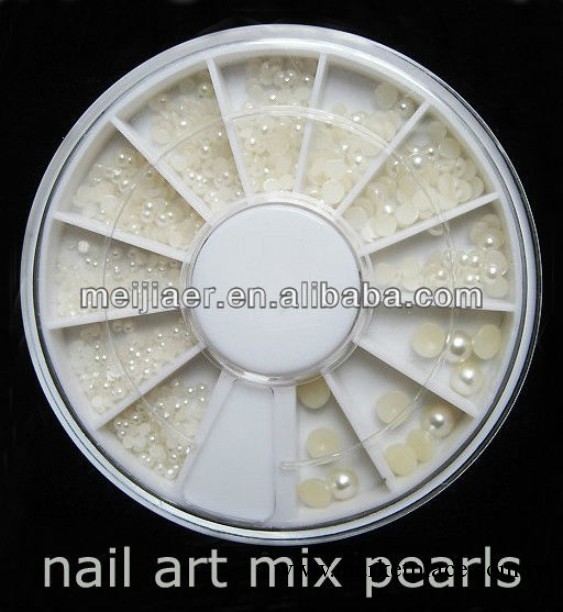 小鉆盒指甲飾品美甲工具 2.0mm 彩色珍珠 轉盤套裝 12色珍珠工廠,批發,進口,代購
