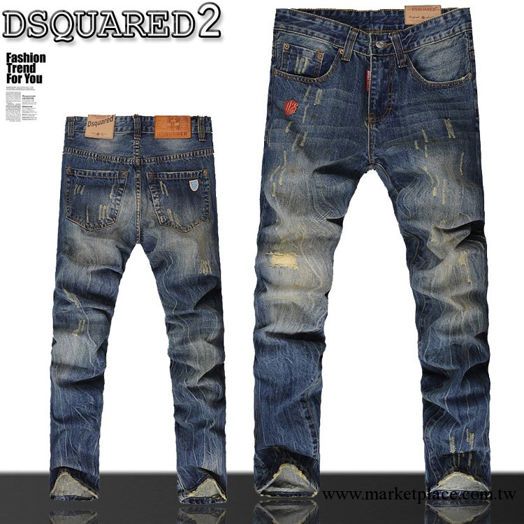 Dsquared2新款男士薄款小腳褲 淺藍破洞 修身低腰D2男牛仔褲工廠,批發,進口,代購