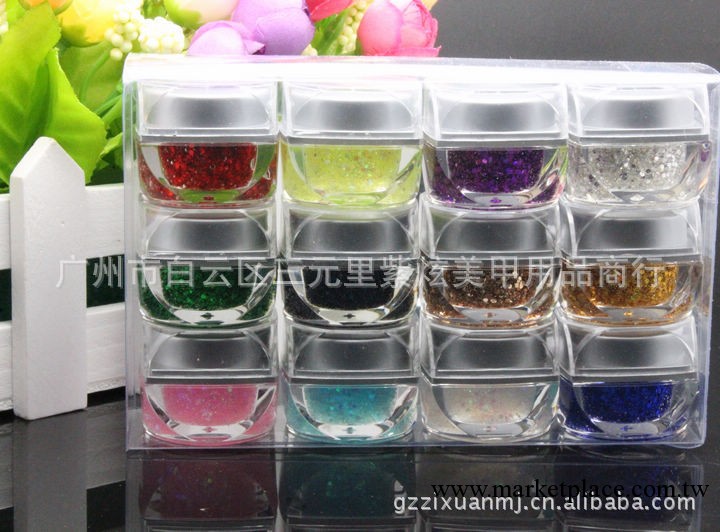 美甲批發 8ML12色盒裝彩色光療膠 閃片膠  質量服務保障工廠,批發,進口,代購