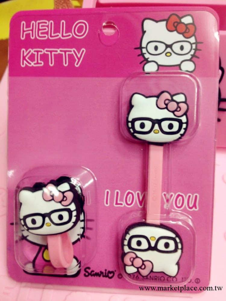 韓國熱銷手機飾品 新款帶眼鏡HELLO KITTY繞線器 耳機理線器工廠,批發,進口,代購