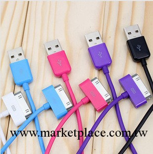 批發 蘋果手機通用 彩色iPad iPhone4/5 USB接口 六針數據線工廠,批發,進口,代購
