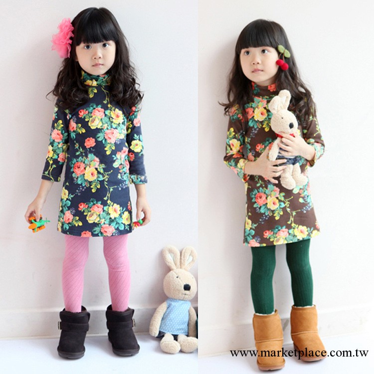 I U BABY 2013秋季韓版女童碎花長袖包臀連衣裙 童裝批發 MQ13106工廠,批發,進口,代購