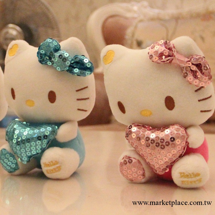 18CM亮片抱心KT貓公仔 hello kitty公仔批發抓機娃娃工廠,批發,進口,代購