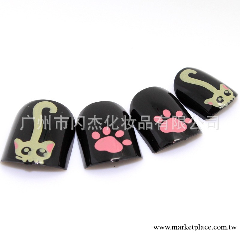 【SJ006】熱賣短款假指甲 美甲批發 甲片成品套裝 黑貓咪甲片工廠,批發,進口,代購