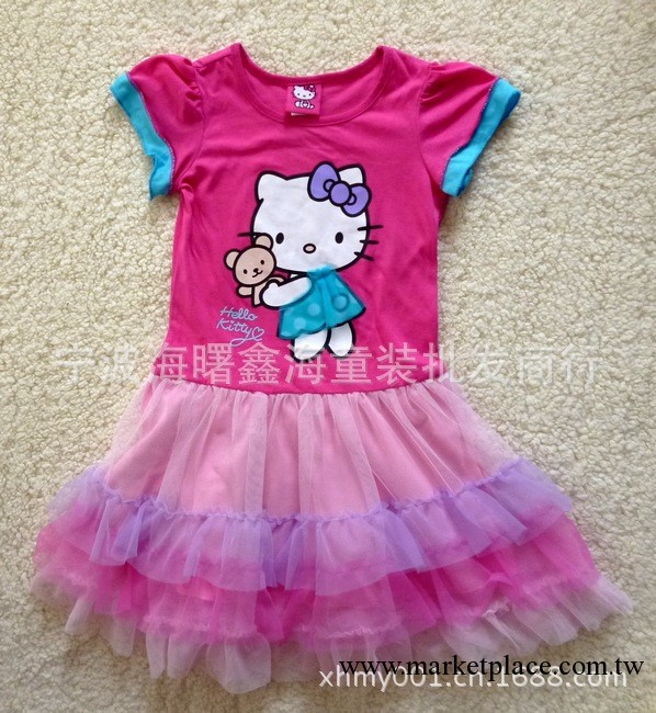 外貿原單品牌童裝批發hello kitty凱蒂貓短袖全棉連衣裙工廠,批發,進口,代購