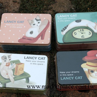 韓國文具 TK11-487LANCY CAT大秘密鐵盒/收納小盒/收納盒6606工廠,批發,進口,代購