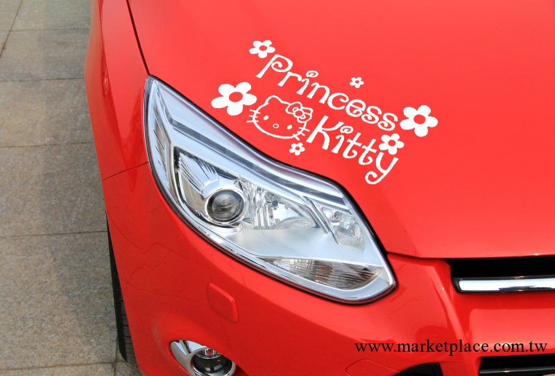 N-051  HELLO KITTY公主奇遇 反光 汽車燈眉貼 汽車拉花  中號工廠,批發,進口,代購