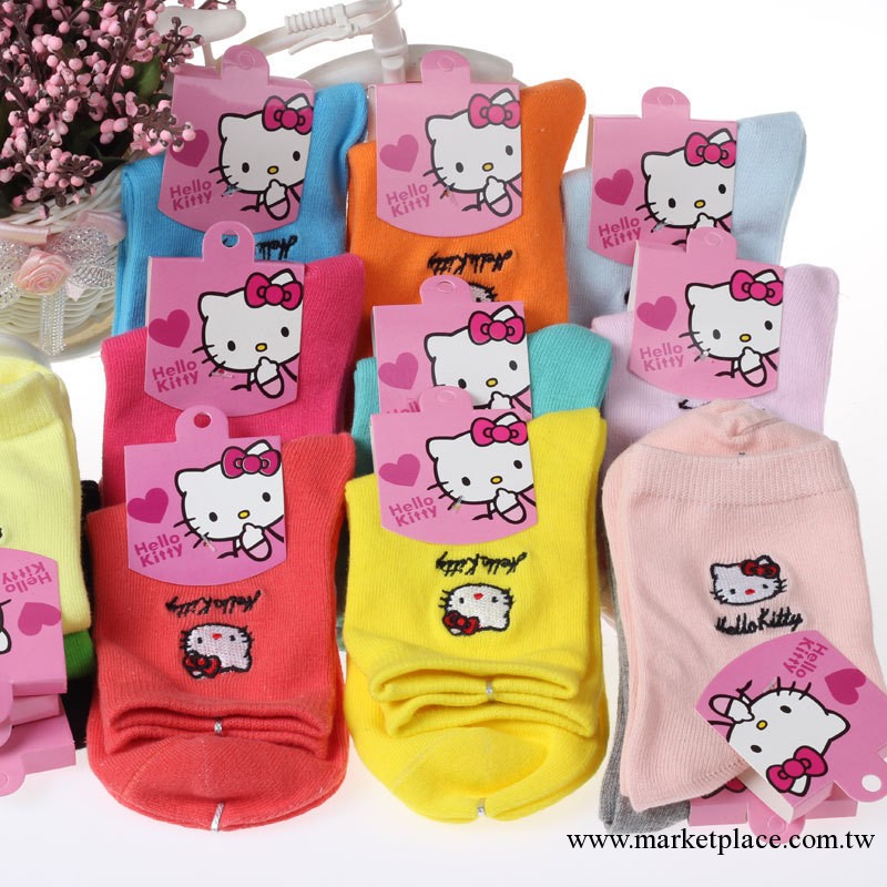 全棉純棉襪子外貿原單品牌hello kitty貓咪卡通女襪子批發城廠傢工廠,批發,進口,代購