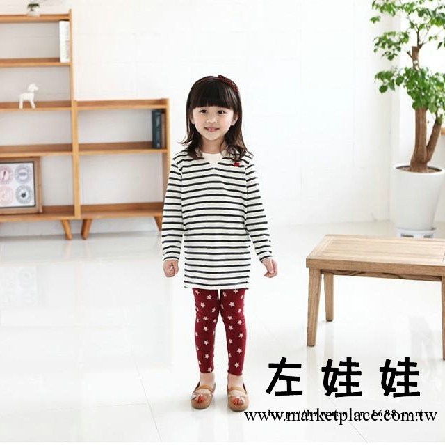 左娃娃棉質條紋加厚連衣裙 2013秋款韓版童裝批發工廠,批發,進口,代購