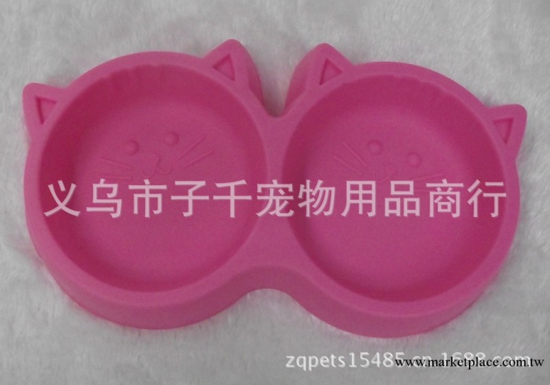 2013暴款 廠傢直銷 貓臉形塑料雙碗 狗碗食碗水碗 寵物用品工廠,批發,進口,代購