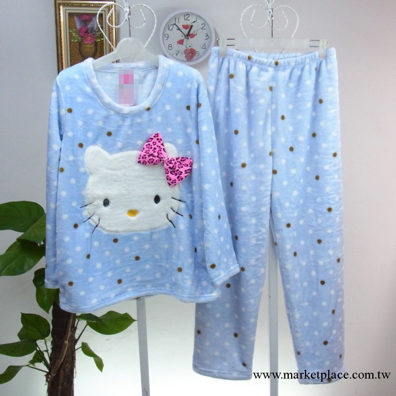 冬季保暖法蘭絨睡衣hello kitty傢居服套裝外貿卡通pink睡衣批發工廠,批發,進口,代購