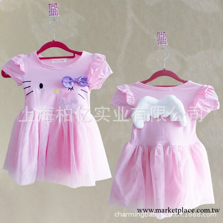 童裝批發 hello kitty女童短袖天使連衣裙 公主裙 童裙 佛山童裝工廠,批發,進口,代購