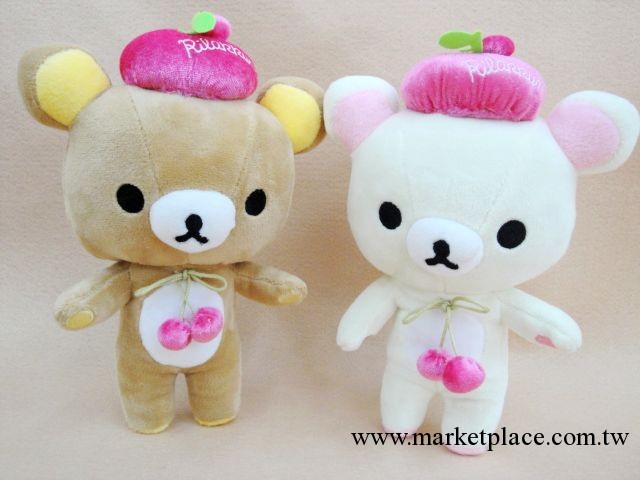 正版RILAKKUMA  櫻桃帽情侶日本輕松熊 毛絨玩具公仔 送女生禮物工廠,批發,進口,代購