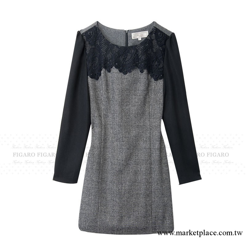 2013秋季新款外貿原單女裝蕾絲法蘭呢連衣裙批發 FJ-13028工廠,批發,進口,代購