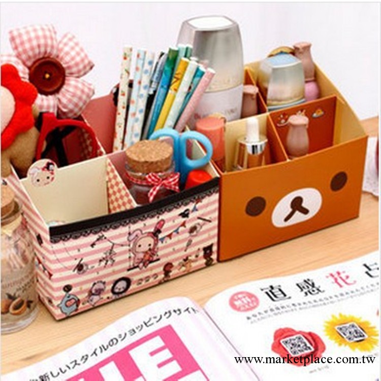 1338 韓國文具 DIY 輕松熊 紙質桌面收納盒/儲物盒/筆筒工廠,批發,進口,代購