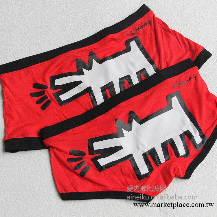 大紅色白小狗圖案 莫代爾面料情侶內褲 日韓內褲批發工廠,批發,進口,代購