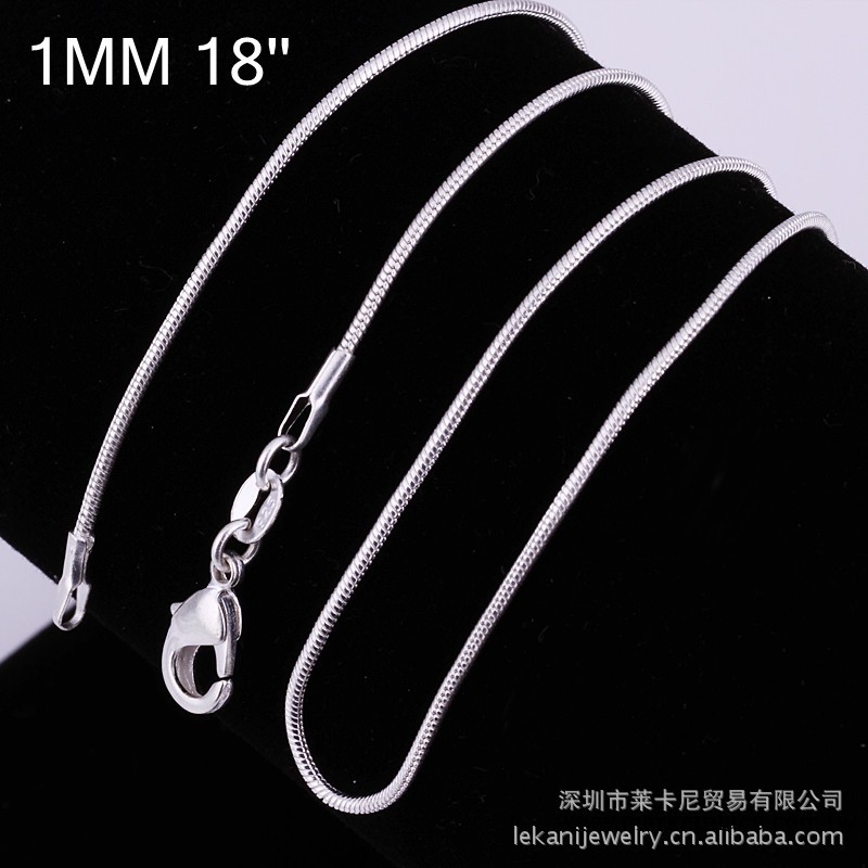 外貿飾品批發 韓國時尚明星項飾 銀925蛇骨項鏈 1MM蛇鏈 C008工廠,批發,進口,代購