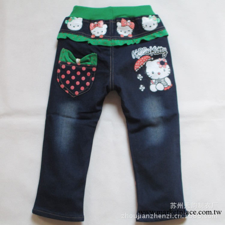 2013秋季新品 韓版女童褲 HELLO KITTY女童牛仔褲 兩色供選工廠,批發,進口,代購